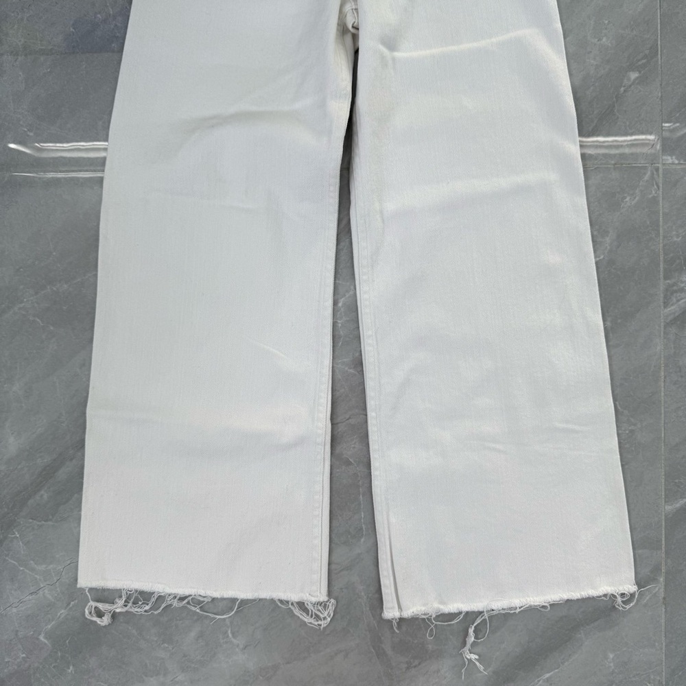 Women’s Miou Muse Straight Wide Leg Denim Pants Raw Hem Size Medium - Picture 6 of 16